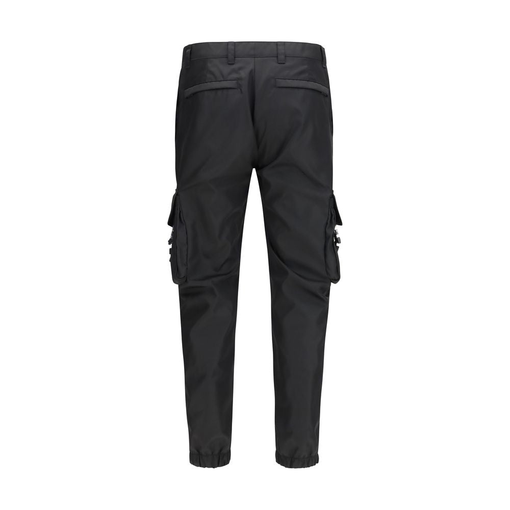 Black Polyamide Slim Cargo Pants