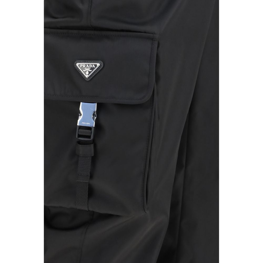 Black Polyamide Slim Cargo Pants