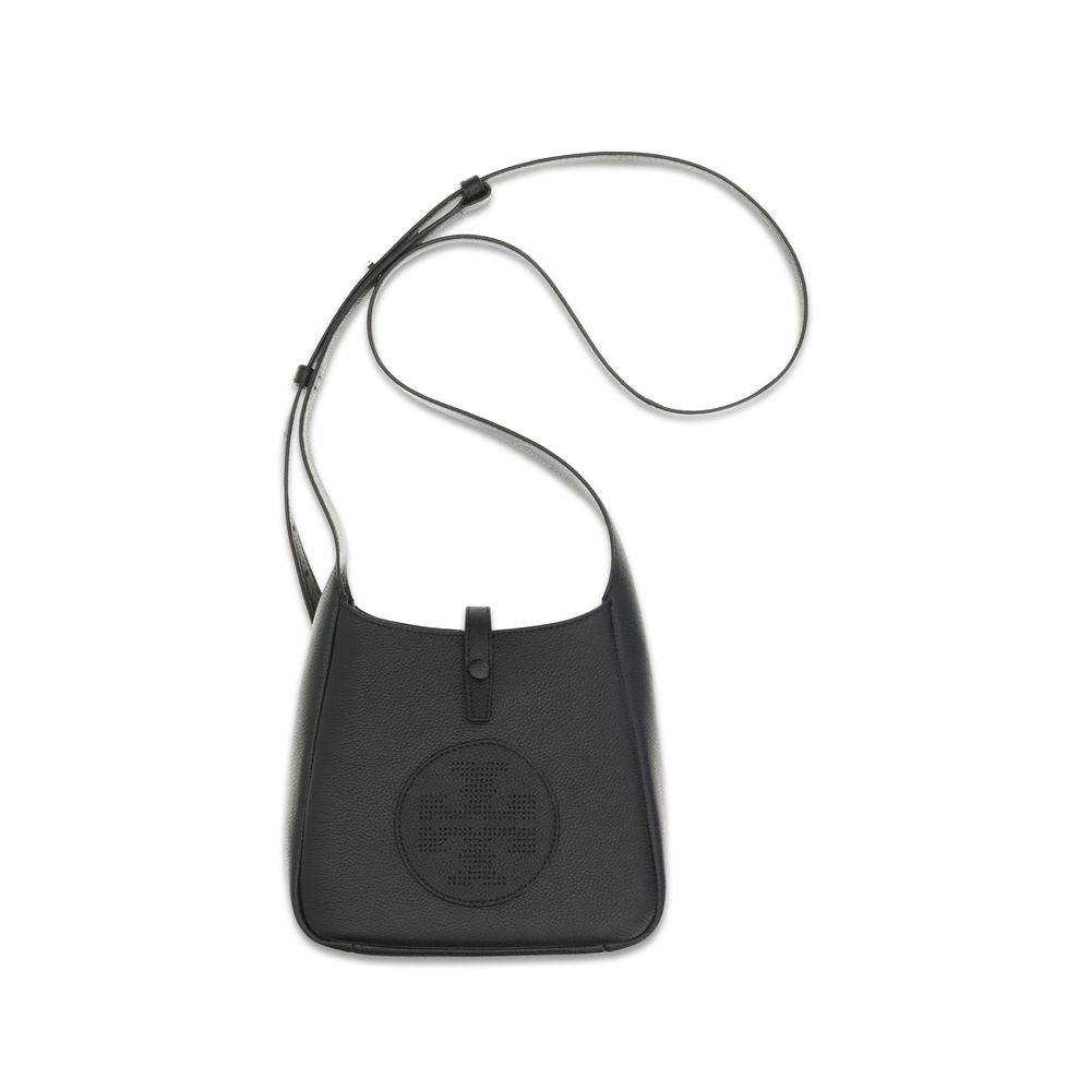 Black Pebbled Leather Miller Swing Crossbody Bag