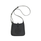 Black Pebbled Leather Miller Swing Crossbody Bag