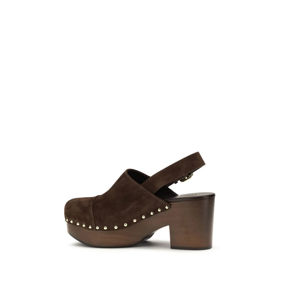 Glossy Calfskin Jeannette Wedge Clogs