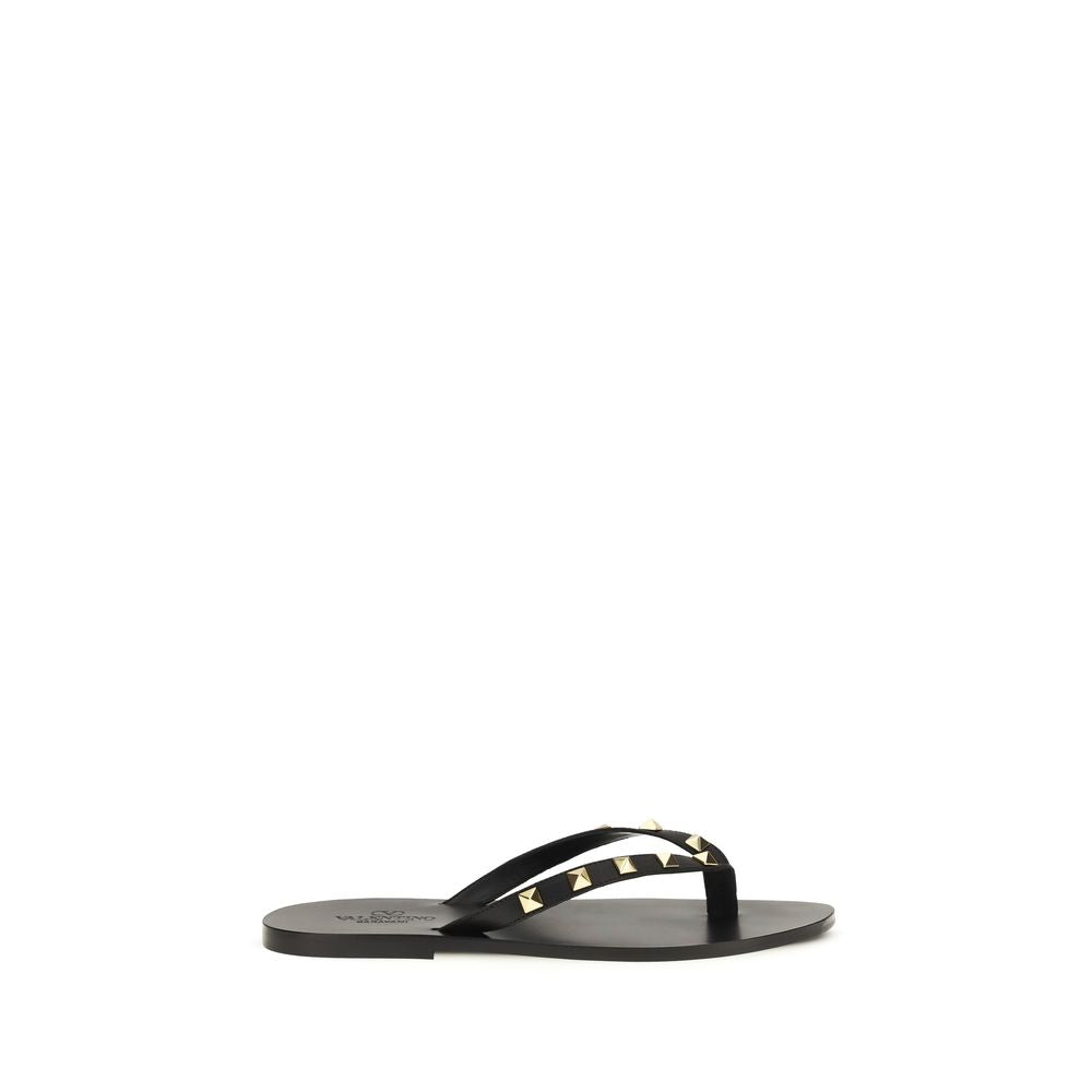 Calfskin Rockstud Thong Sandals