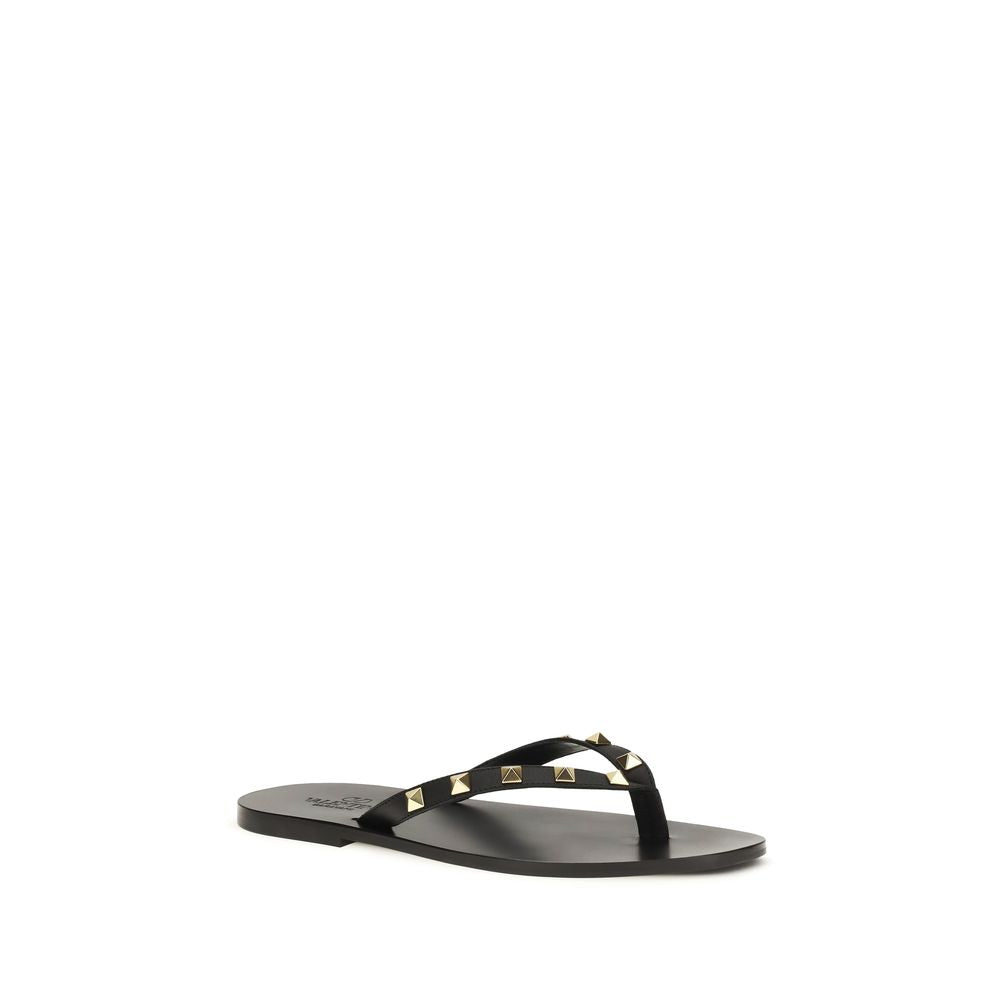 Calfskin Rockstud Thong Sandals