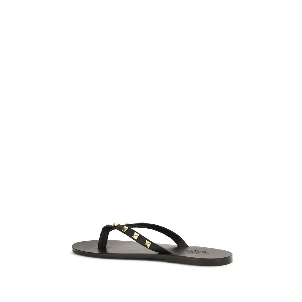 Calfskin Rockstud Thong Sandals