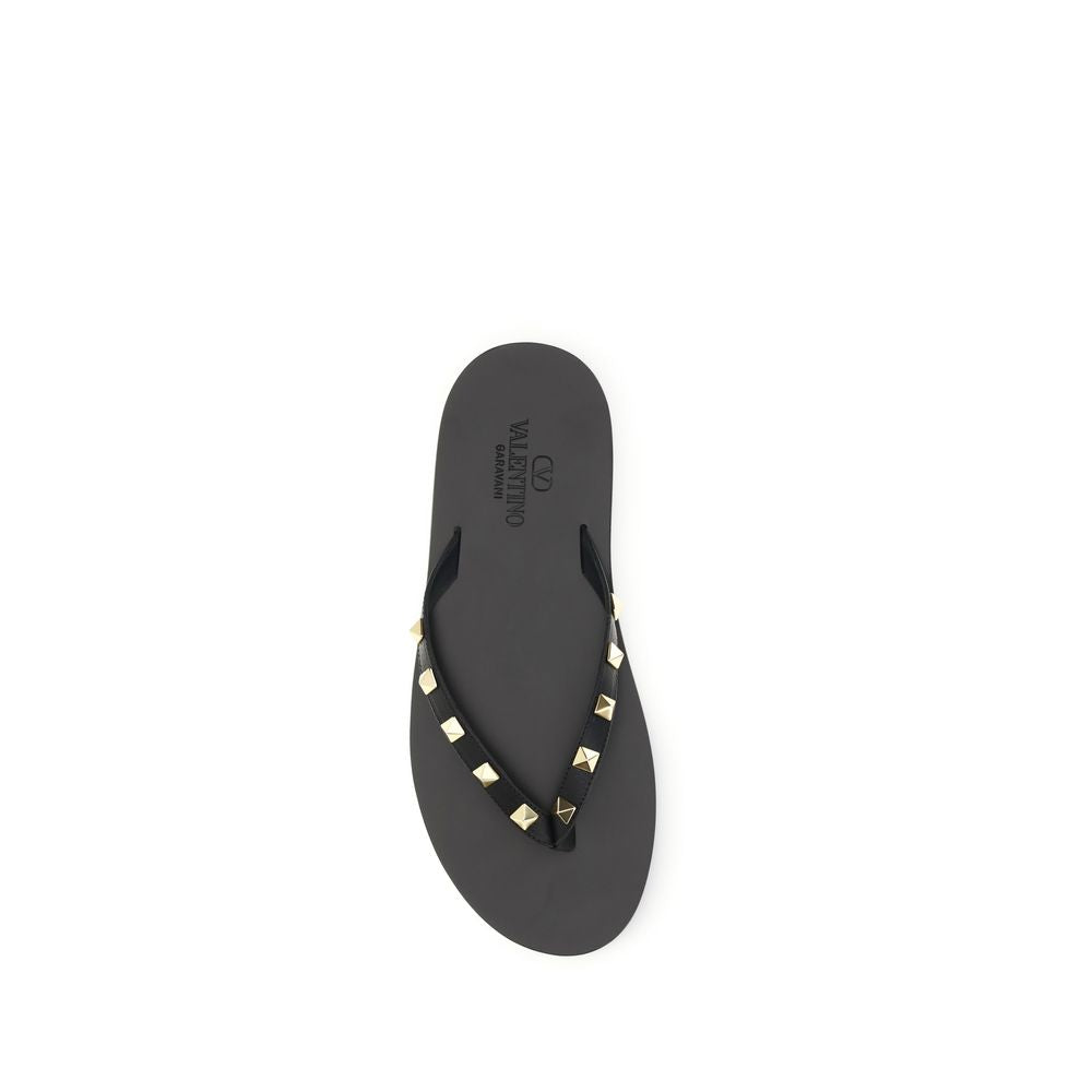 Calfskin Rockstud Thong Sandals