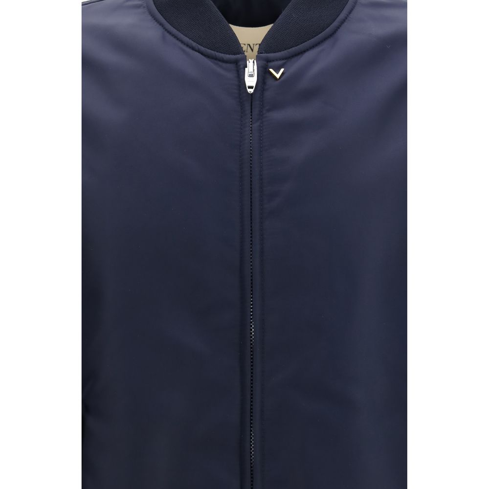 Oversized Blue Polyamide Bomber