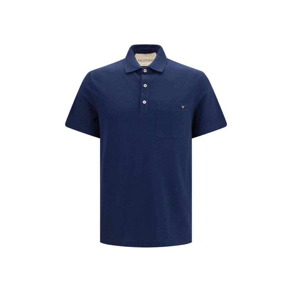 Blue Cotton Piqué Polo Shirt