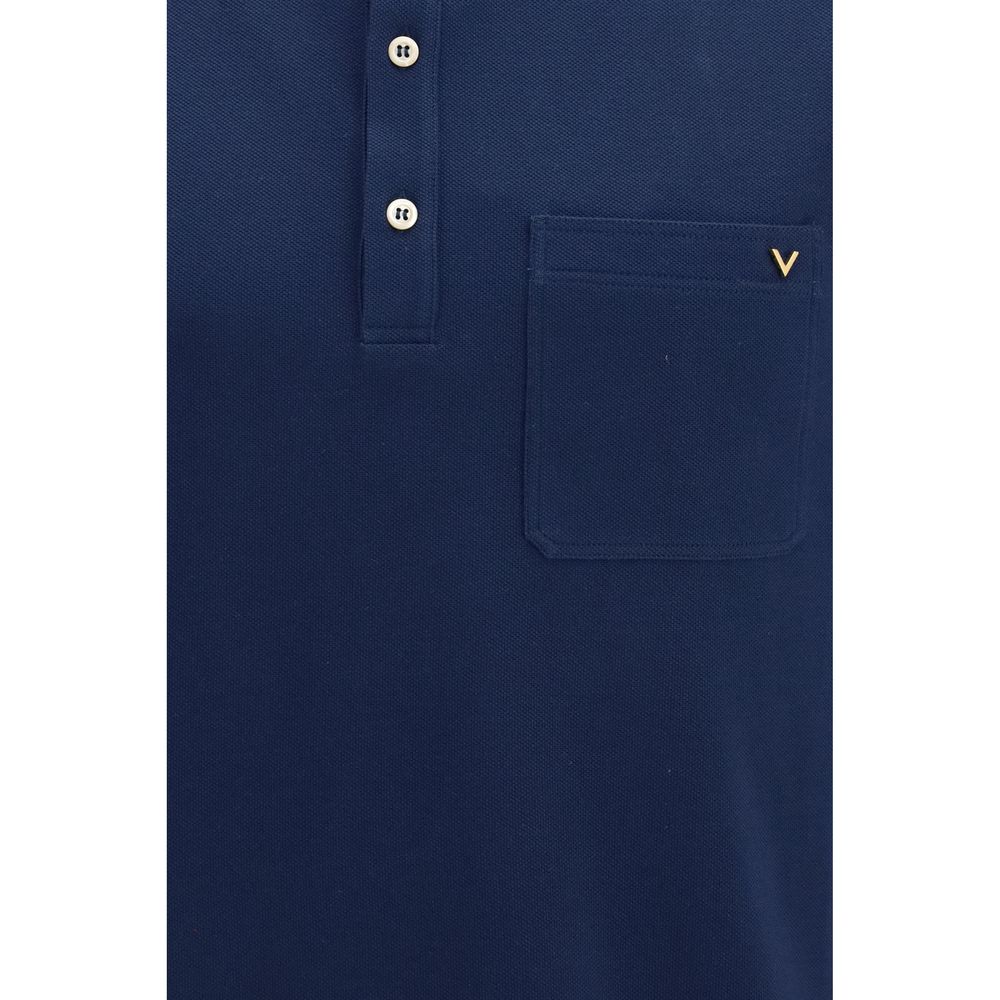 Blue Cotton Piqué Polo Shirt