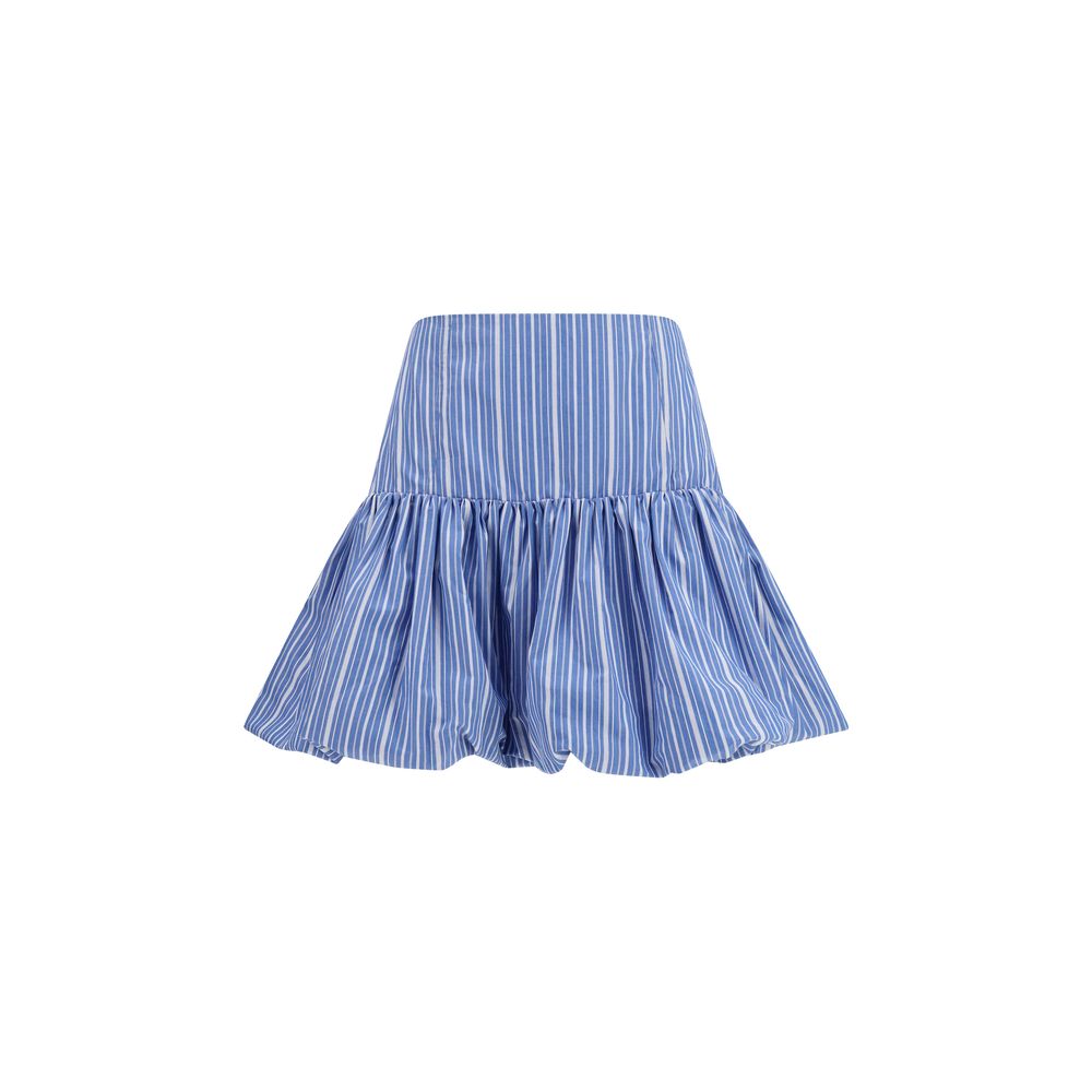 Cotton Striped Mini Balloon Skirt