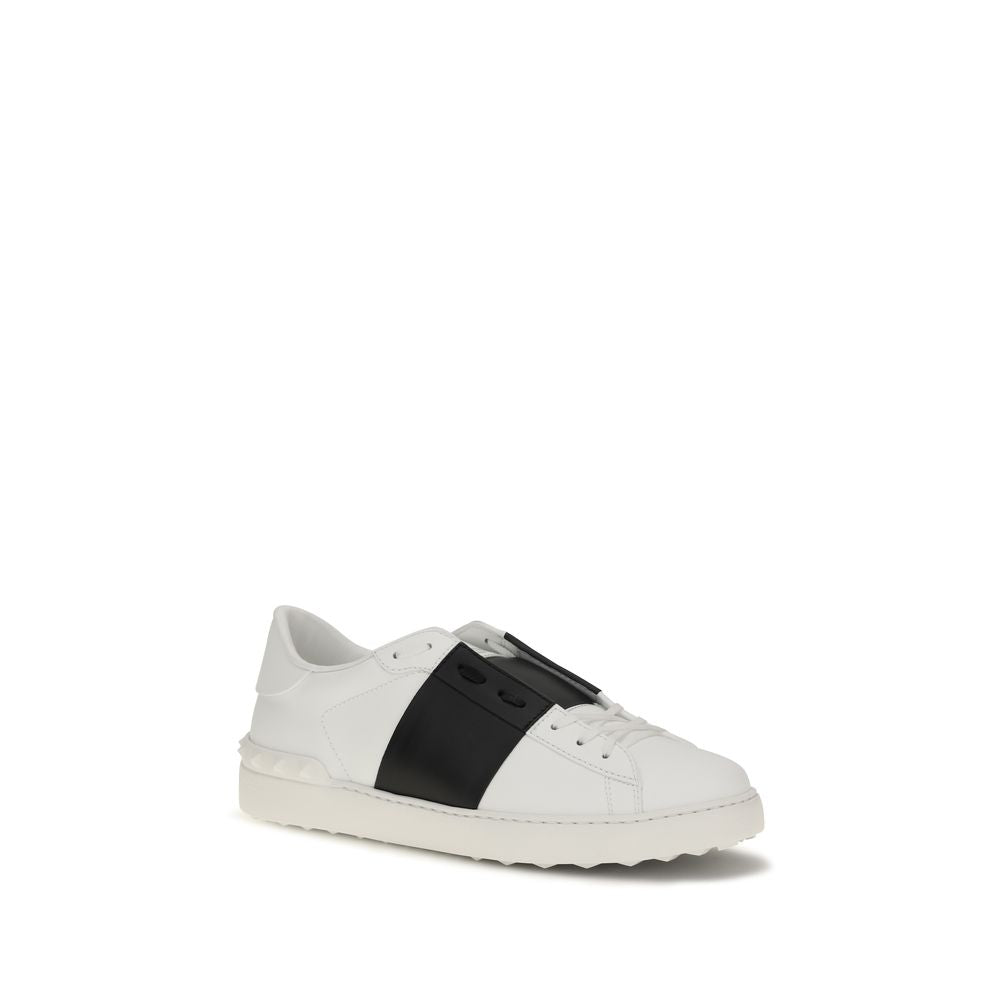 White Calfskin Low‑Top Sneakers