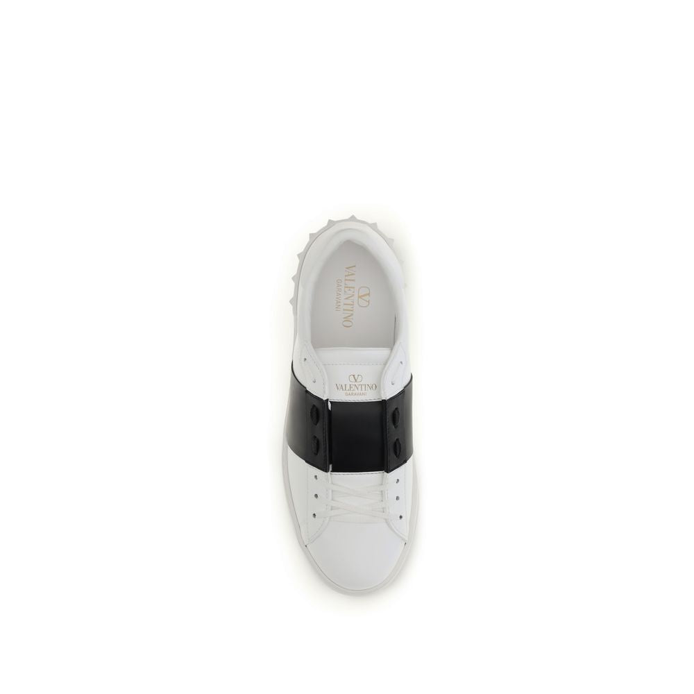 White Calfskin Low‑Top Sneakers