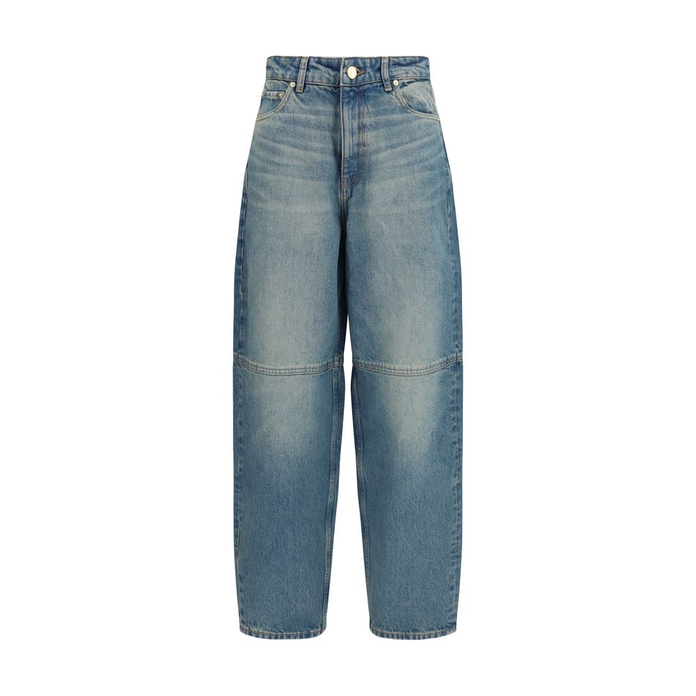 Blue Cotton Stary Oversize Tapered Jeans