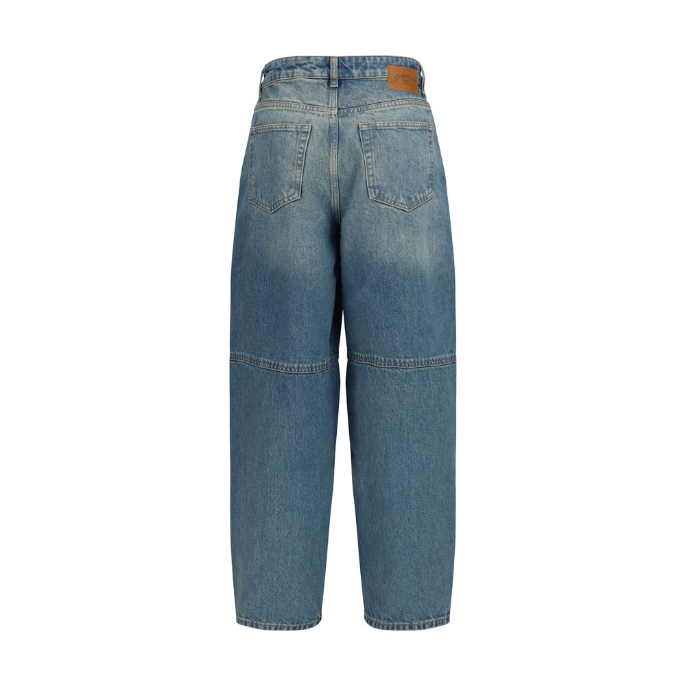 Blue Cotton Stary Oversize Tapered Jeans