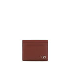 Compact VLogo Signature Card Holder In Grained Calfskin