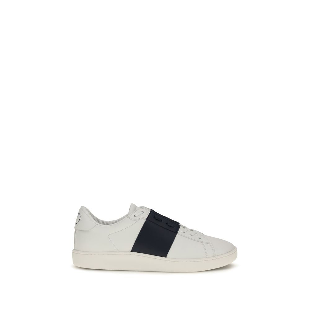 Blue Calf Leather Open Low‑Top Sneakers