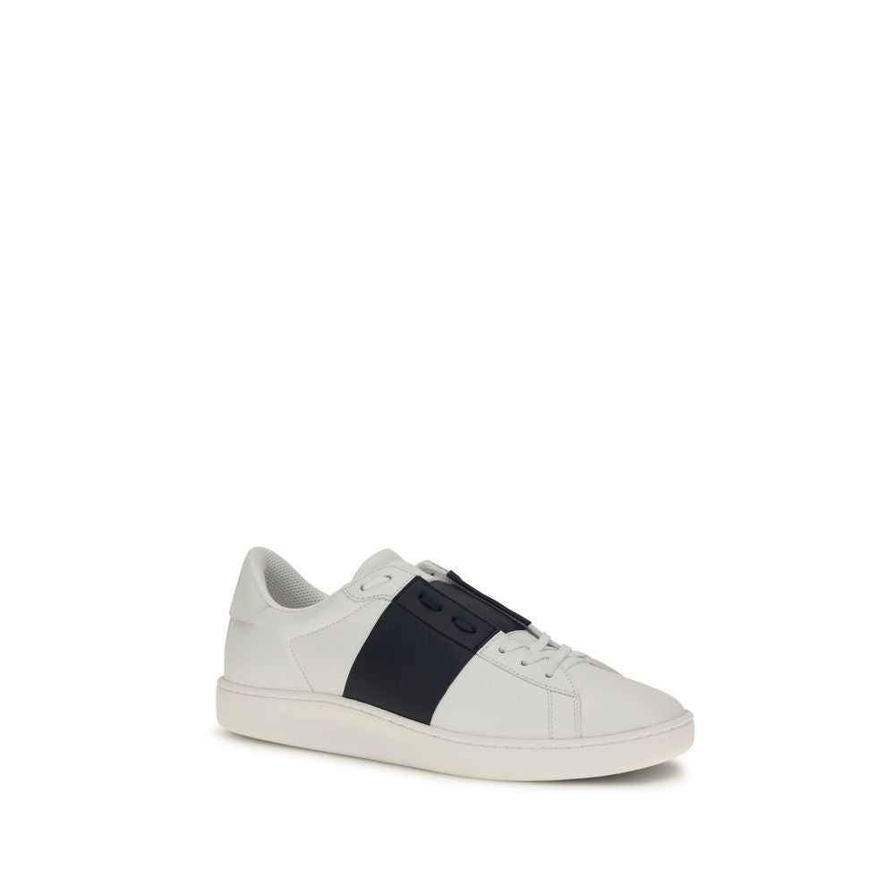 Blue Calf Leather Open Low‑Top Sneakers
