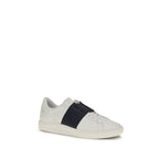 Blue Calf Leather Open Low‑Top Sneakers