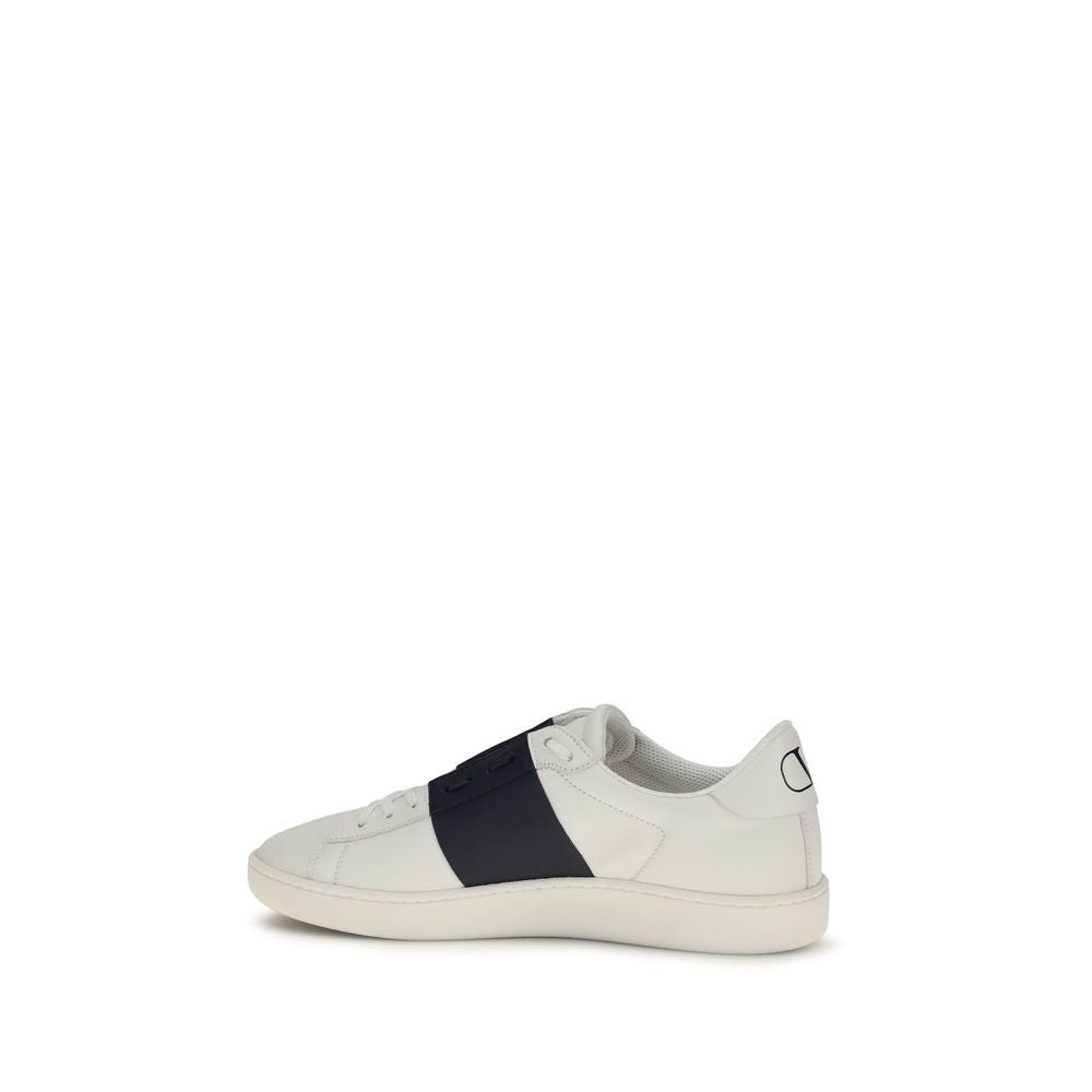 Blue Calf Leather Open Low‑Top Sneakers