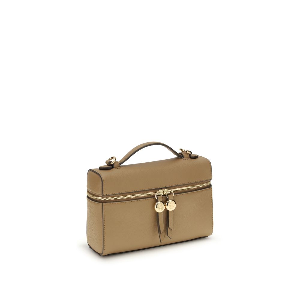 Mini Pebbled Calf Leather Romy Top Handle Bag