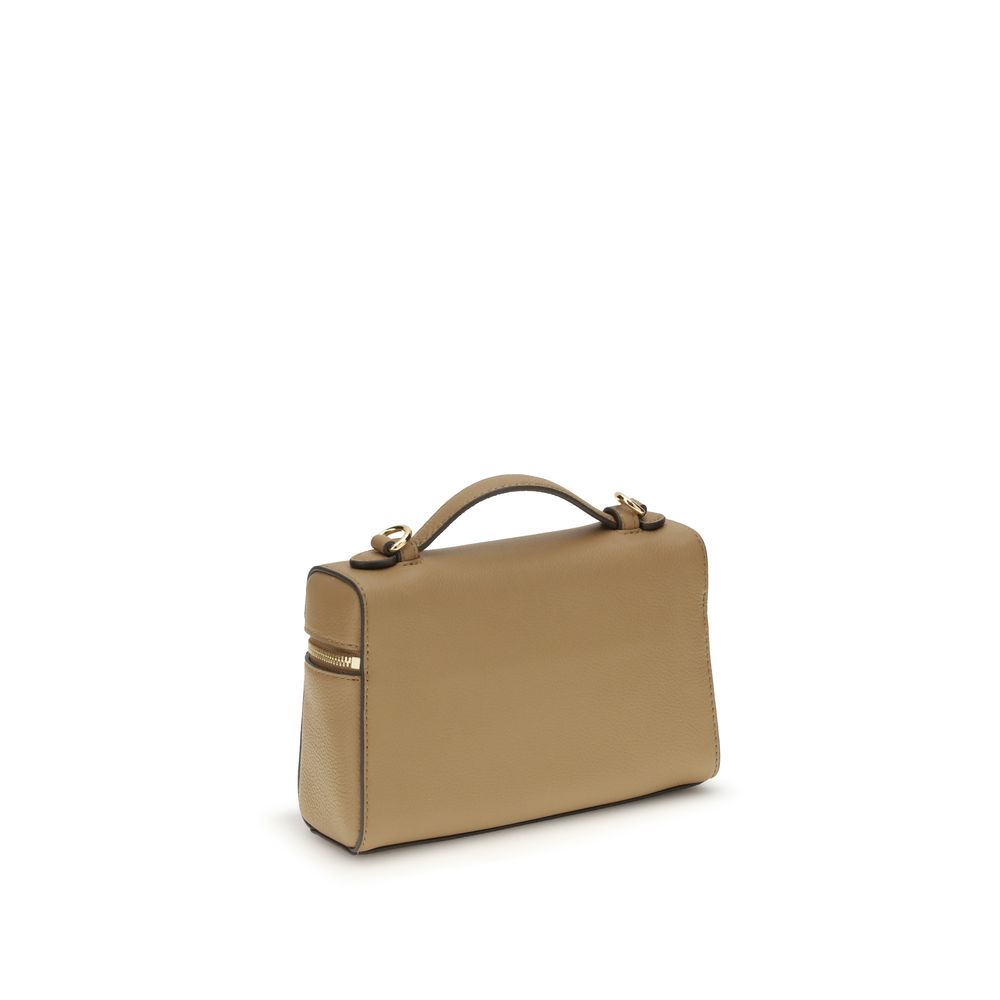 Mini Pebbled Calf Leather Romy Top Handle Bag