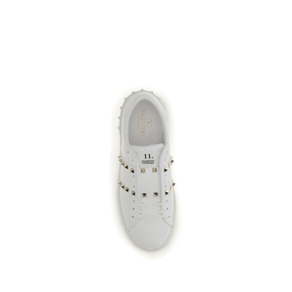 Rockstud Untitled White Calf Leather Sneakers
