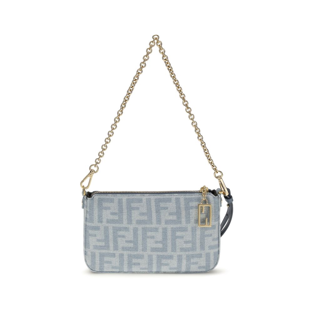 Compact Denim Baguette Clutch