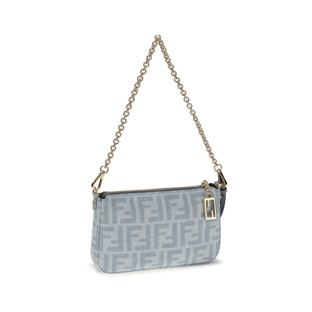 Compact Denim Baguette Clutch