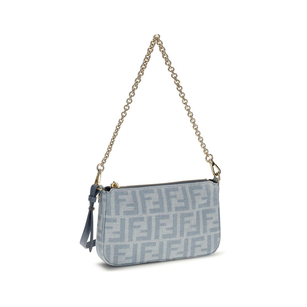 Compact Denim Baguette Clutch