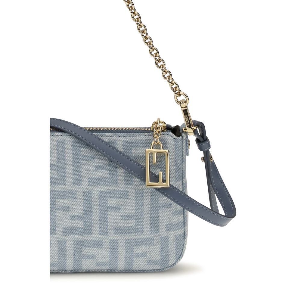 Compact Denim Baguette Clutch