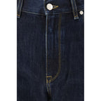 Blue Cotton Straight-Leg Jeans