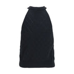 Openwork Quilted Merino Wool Sleeveless Top