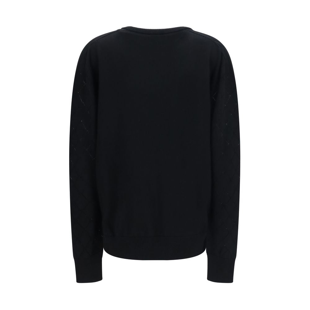 Black Merino Wool V-Neck Sweater