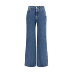 High-Rise Straight Wide-Leg Cotton Denim Jeans