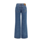High-Rise Straight Wide-Leg Cotton Denim Jeans