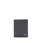 Compact Hammered Calfskin Gancini Card Holder