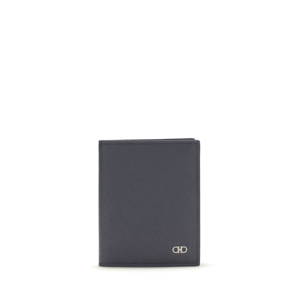 Compact Hammered Calfskin Gancini Card Holder