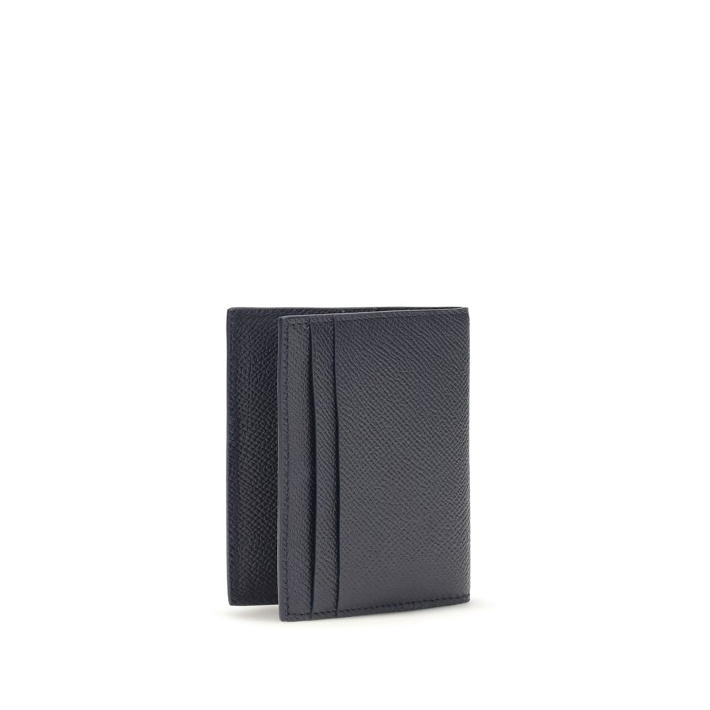 Compact Hammered Calfskin Gancini Card Holder