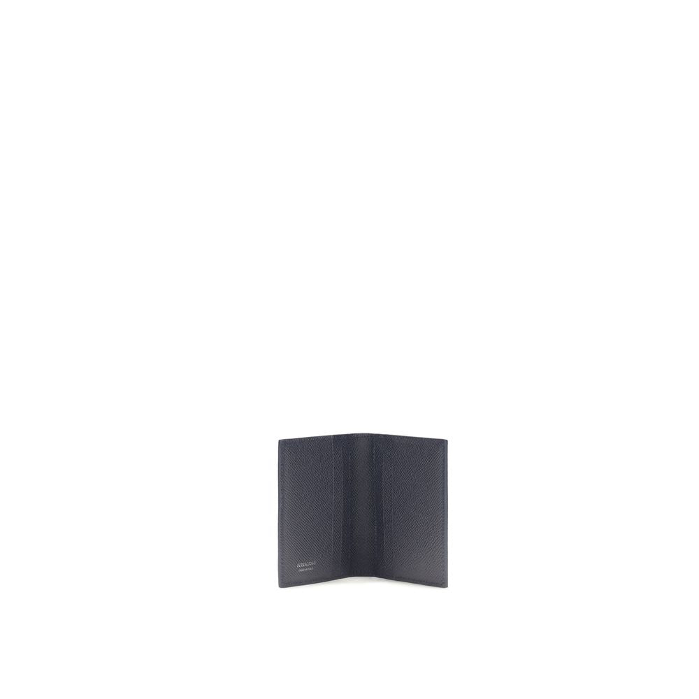 Compact Hammered Calfskin Gancini Card Holder