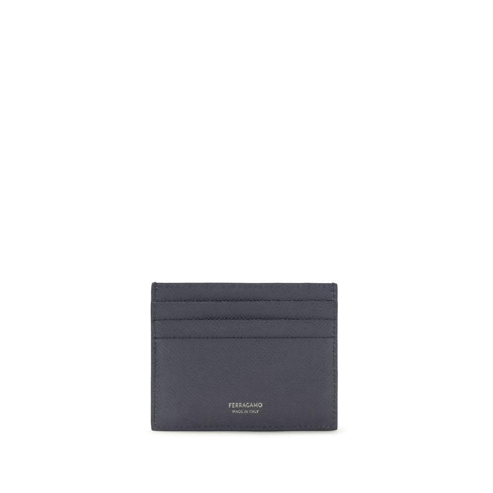Blue Calfskin Gancini Card Holder