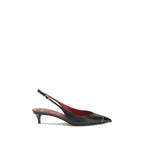 Black Calf Leather Vlogo Signature Kitten-heel Slingback Pumps