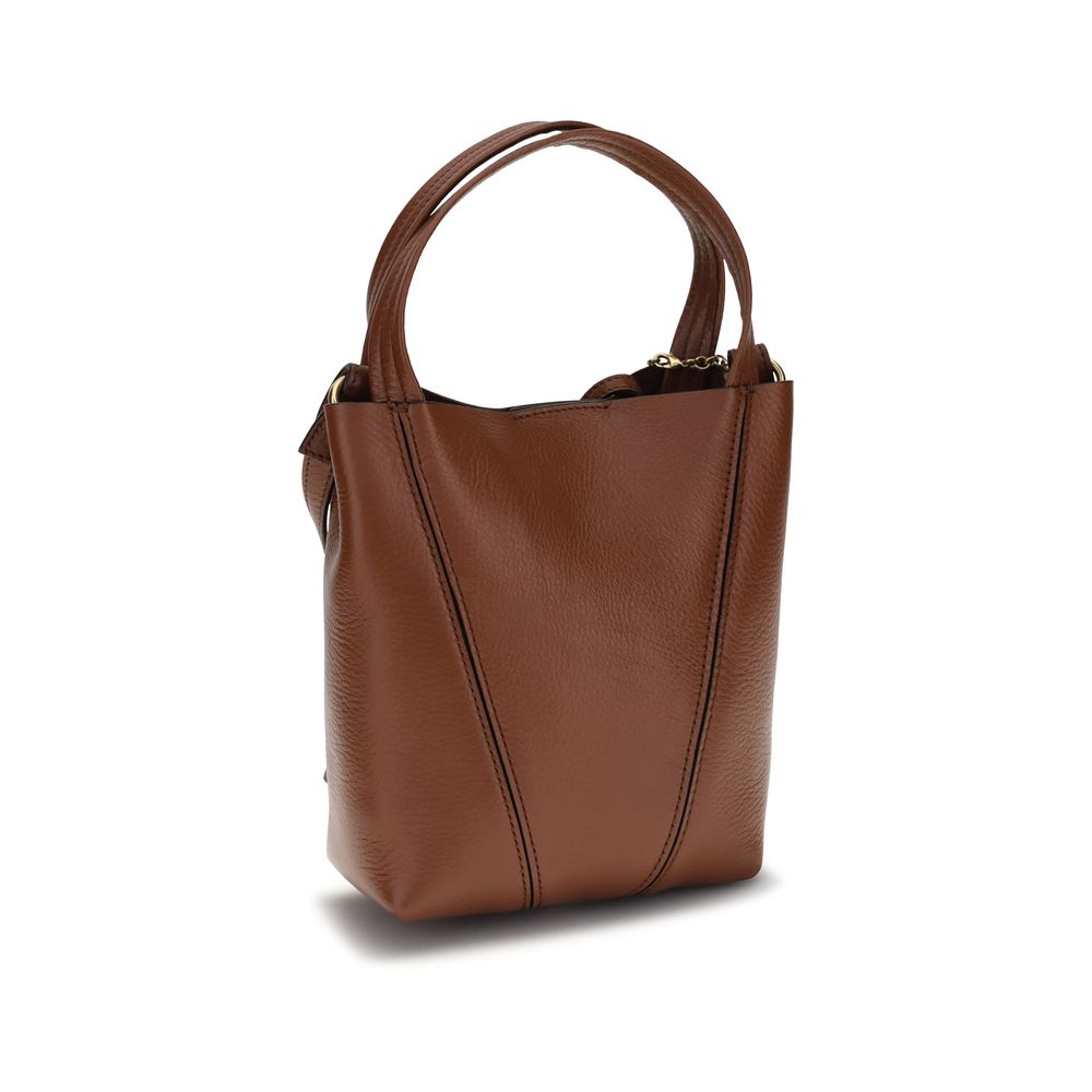 Brown Calf Leather Spin Shoulder Bag