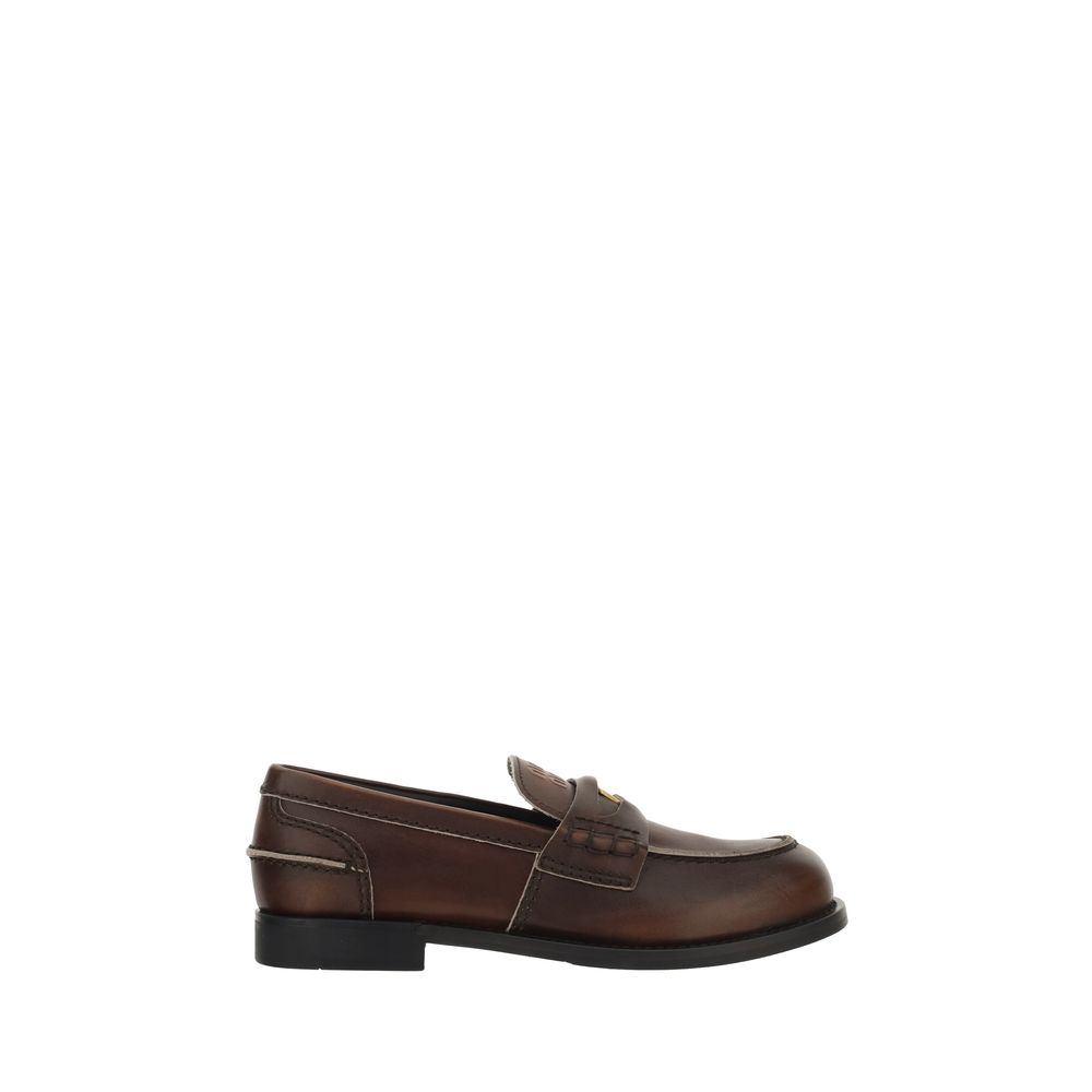 Brown Calfskin Slip-On Loafers