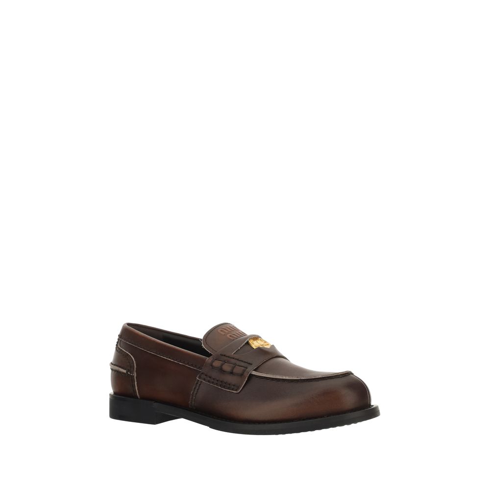 Brown Calfskin Slip-On Loafers