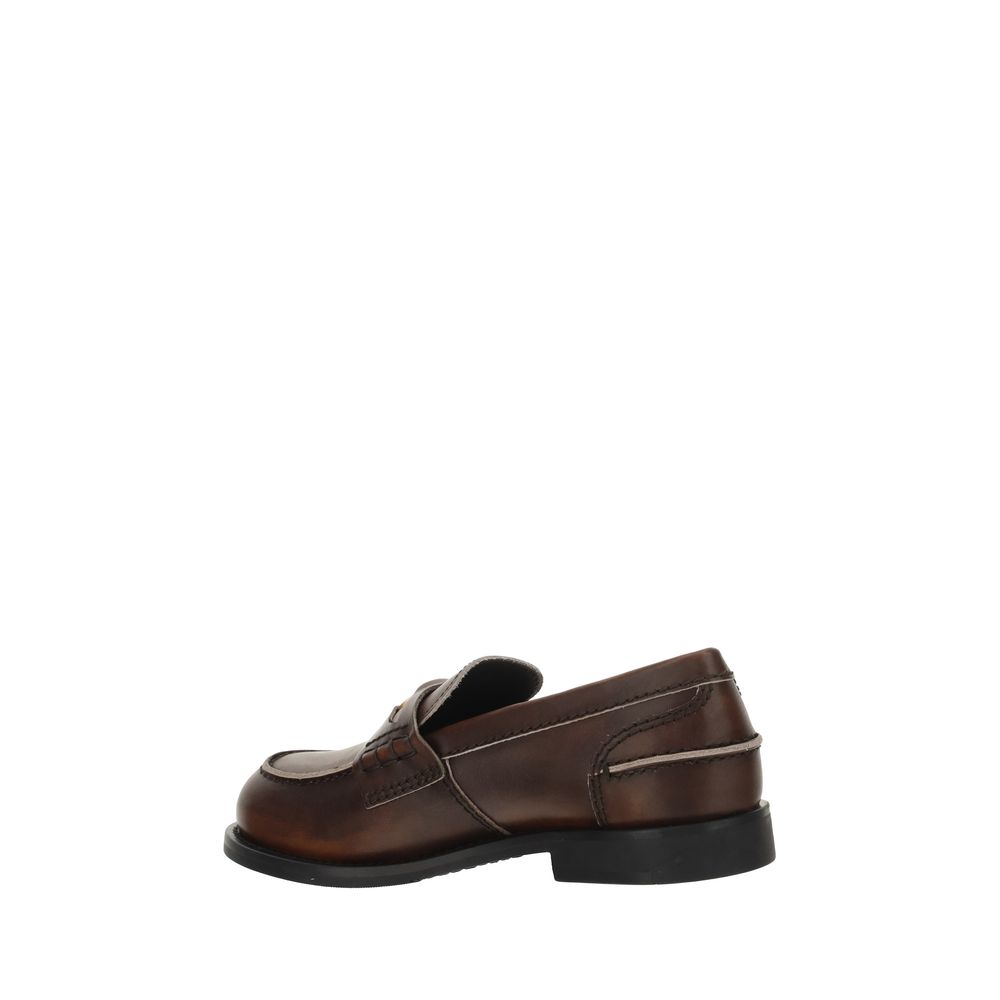 Brown Calfskin Slip-On Loafers