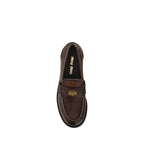 Brown Calfskin Slip-On Loafers