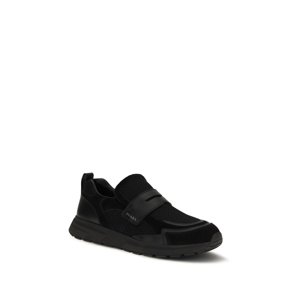 Mesh Calfskin Loafer Sneakers