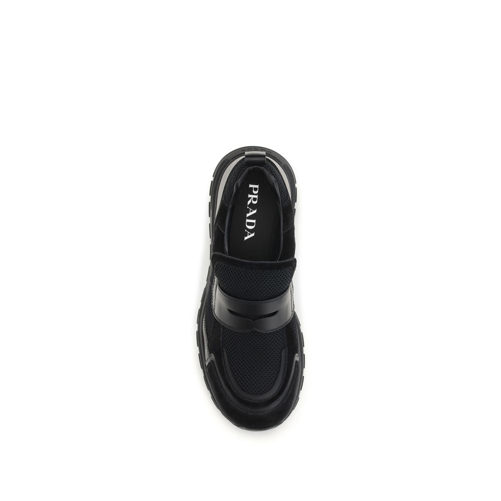 Mesh Calfskin Loafer Sneakers