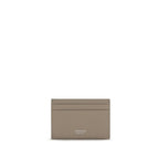 Compact Beige Hammered Calf Leather Gancini Card Holder