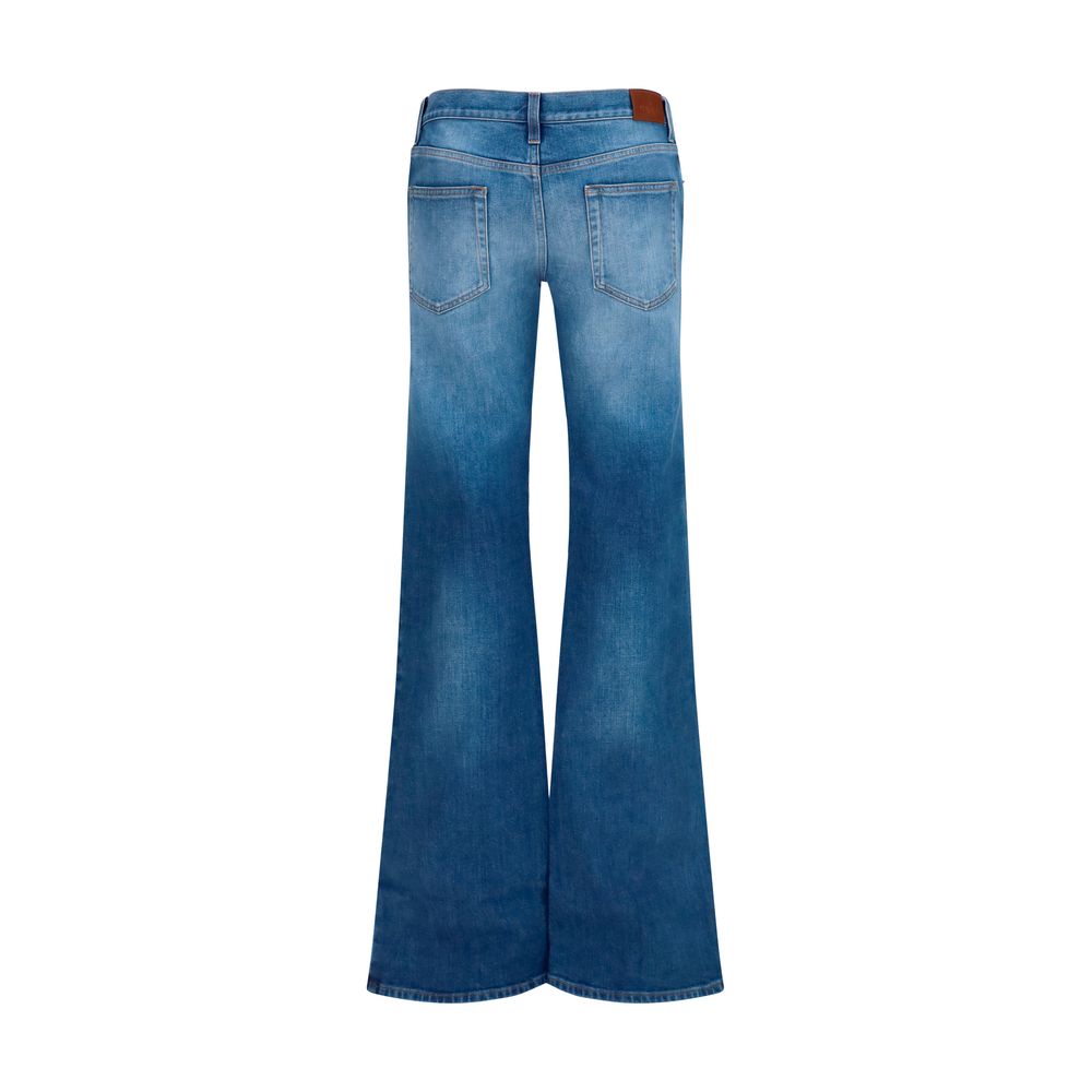 Stretch Cotton Flared Jeans with Horsebit