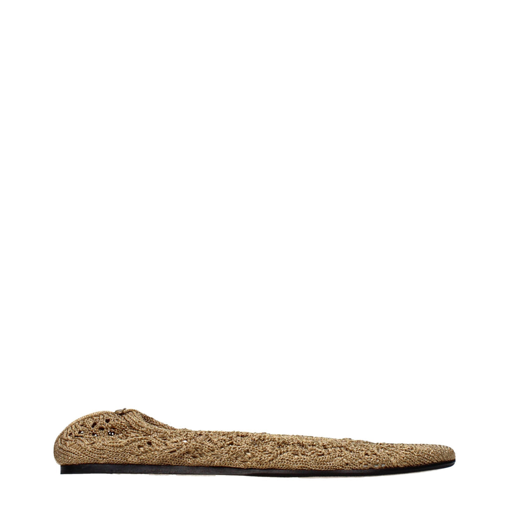 Silky Gold Fabric Ballet Flats